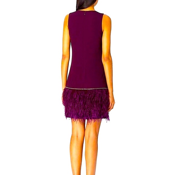 NWT TAHARI Arthur S. Levine Purple Feather Rhinestones Mini Cocktail Dress 12 - Picture 2 of 8